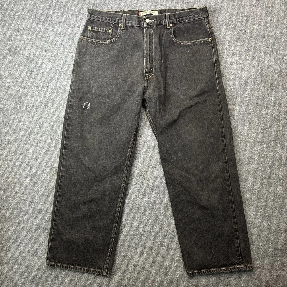 Levi's 569 Loose Straight Jeans Mens Faded Black Denim Zip Fly Classic - 38X28.5